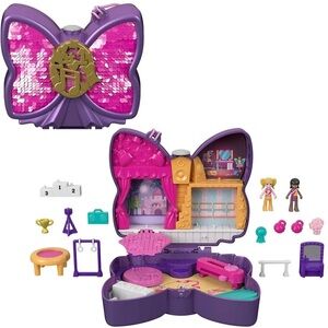 Polly Pocket Sparkle Stage Bow Compact Playset  kids toy toys girls dolls mattel
